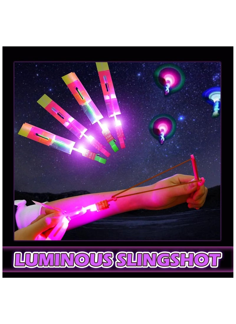 8PCS LED Helicopter Catapult Flying Toys | Party Return Gifts for Kids | Outdoor Camping Party Favors | Fun Slingshot Rocket Helicopter Toy for Boys & Girls