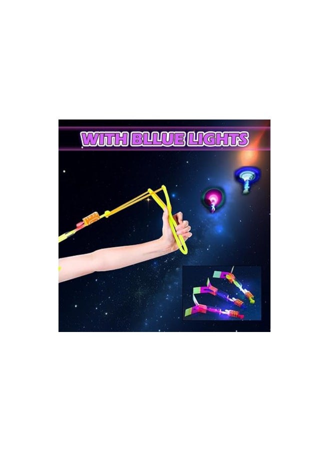 8PCS LED Helicopter Catapult Flying Toys | Party Return Gifts for Kids | Outdoor Camping Party Favors | Fun Slingshot Rocket Helicopter Toy for Boys & Girls