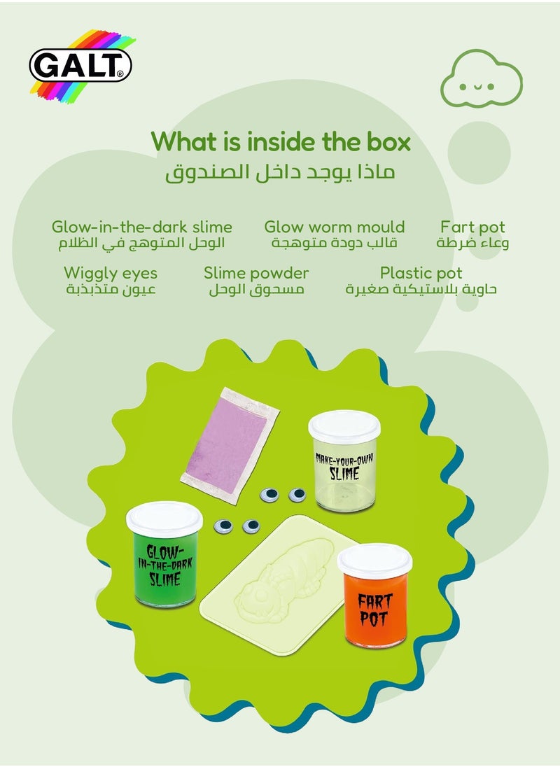 Slippery Slime Kit | Make-Your-Own Slime & Glow Worm Mould | Fun Science Activity for Kids | Glow-in-the-Dark Slime | Ages 5+ | 13.99 x 6.5 x 21.48 cm | 3 Pcs Included
