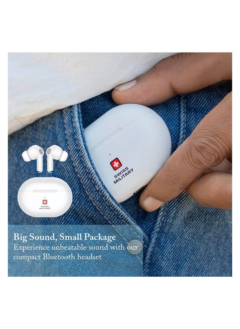 Delta5 Active Noise Cancelling Earbuds with ENC & Transparency Mode, Smart Touch Sensors, 300Hr Standby & 5Hr Music Time, Seamless Connectivity, Works with Android/iOS Phones- White