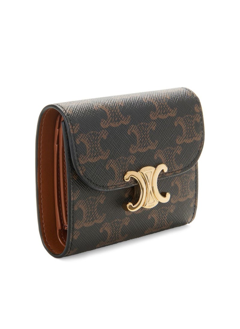 Small wallet Triomphe in textile and calfskin