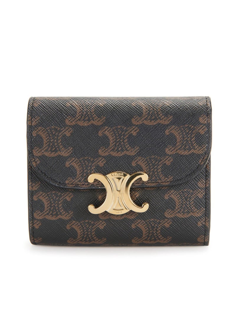 Small wallet Triomphe in textile and calfskin