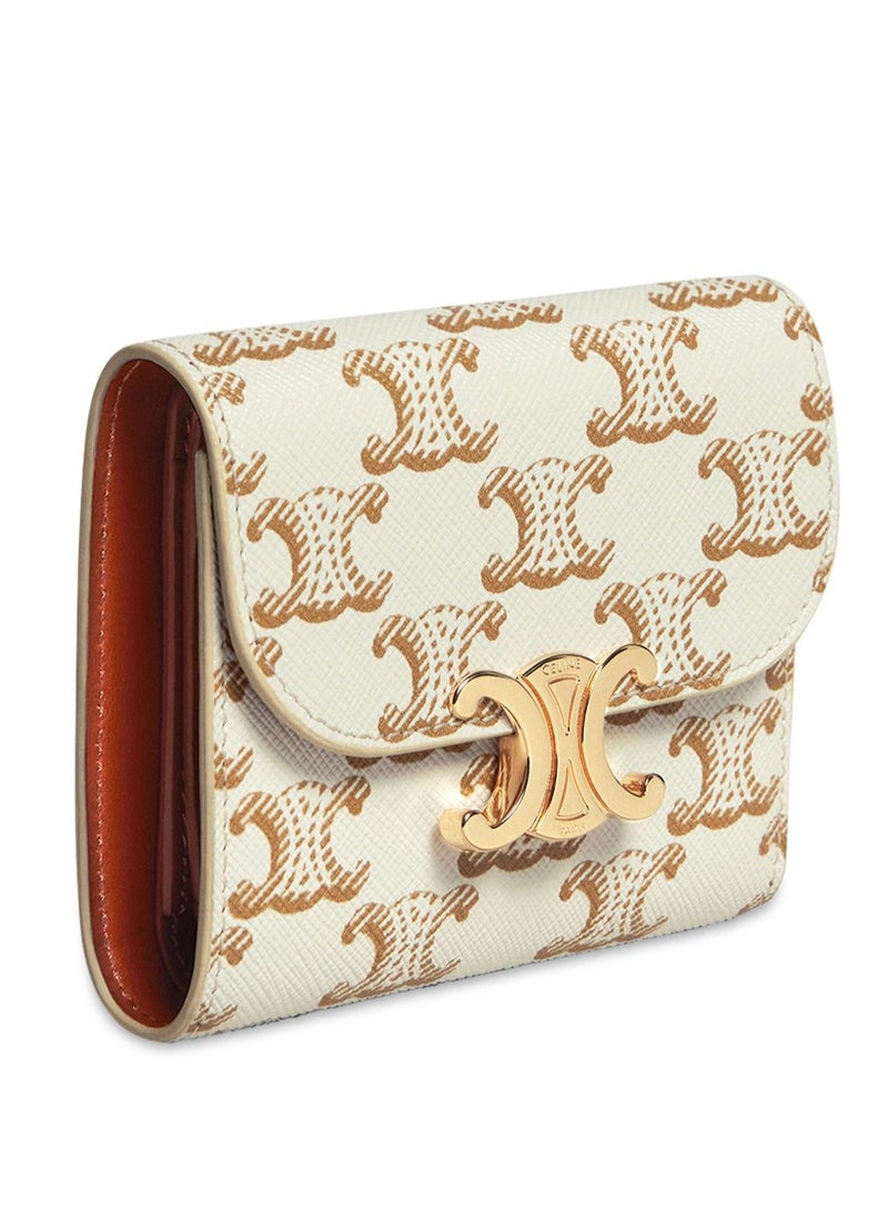 Small wallet Triomphe in textile and calfskin