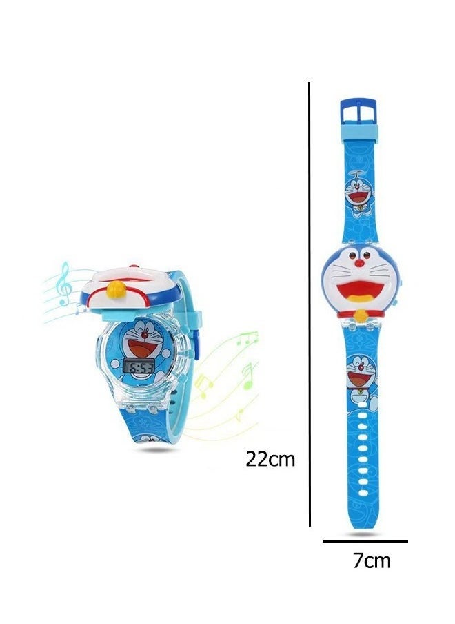 Cartoon Children's Watch, Children's Watch Toy with Light Effect, Kids Electronic Watch with Music, Flip-top Cartoon Watch for Kids