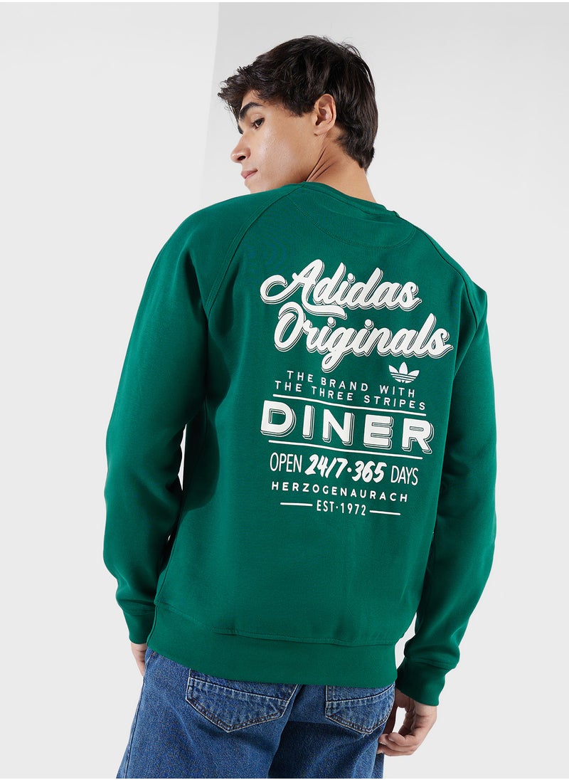 Diner Text Graphic Fleece Sweatshirt