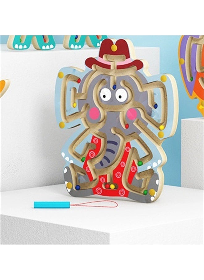 Educational Magnetic Maze Puzzle ，Wooden Magnetic Maze Toys for Kids 3+, Animal Interactive Puzzle Game Board Labyrinth