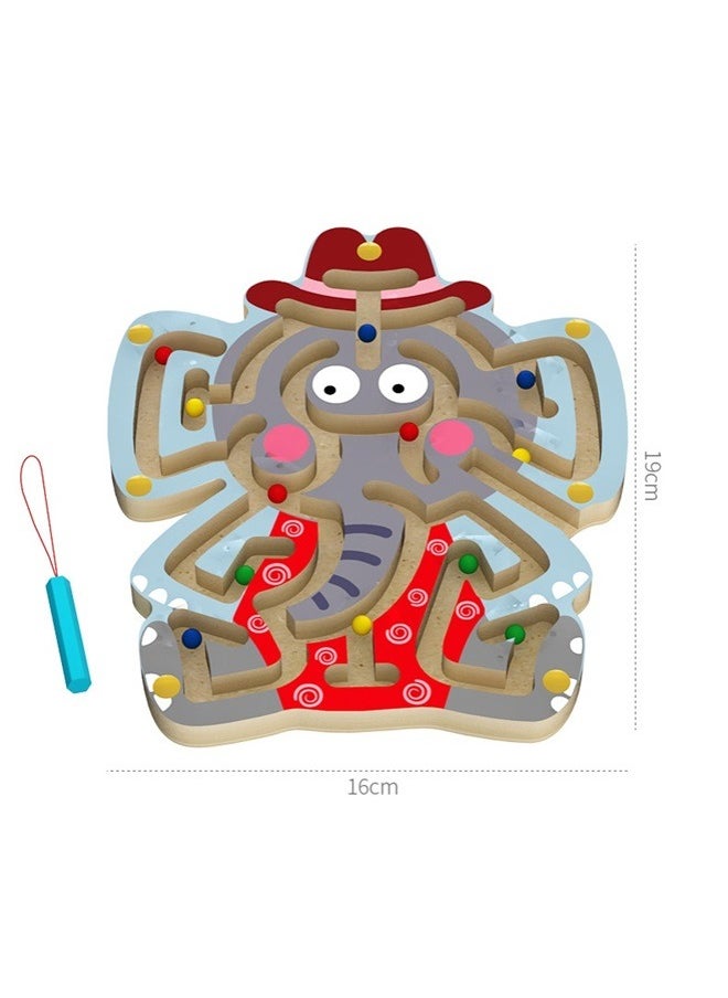 Educational Magnetic Maze Puzzle ，Wooden Magnetic Maze Toys for Kids 3+, Animal Interactive Puzzle Game Board Labyrinth