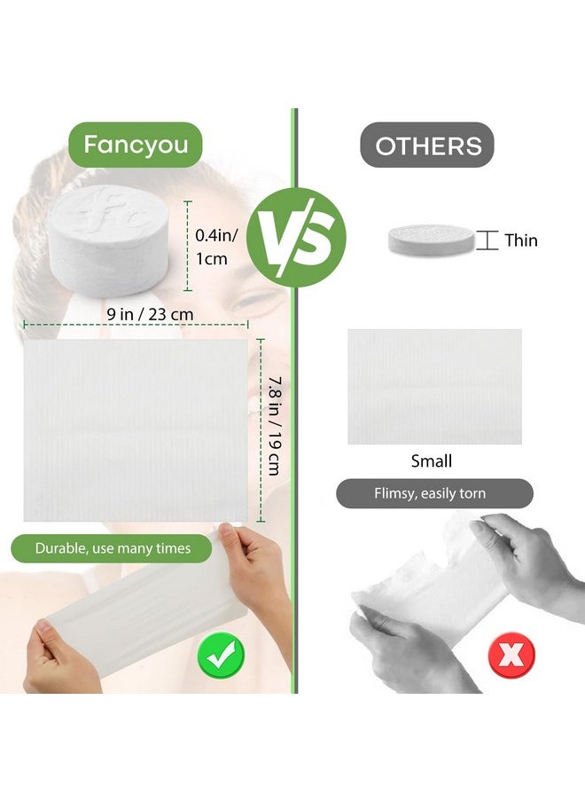 Fancyou Compressed Disposable Face Towel 300 PCS,Thicken Facial Cleansing Cloths Towelettes,Compact Portable Wash Cotton Wipes Tablets Coin Tissues for Beauty Salon Personal Care Travel Camping(Green)
