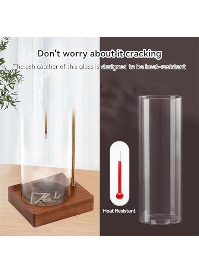 1 Pack Incense Holder for Sticks, Insence-Stick Holder Ash Catcher with Removable Glass 【Anti-Ash Flying】, Mess-Free Incense Burner Holder, Perfect for Meditation Yoga Relaxation, Home Decor