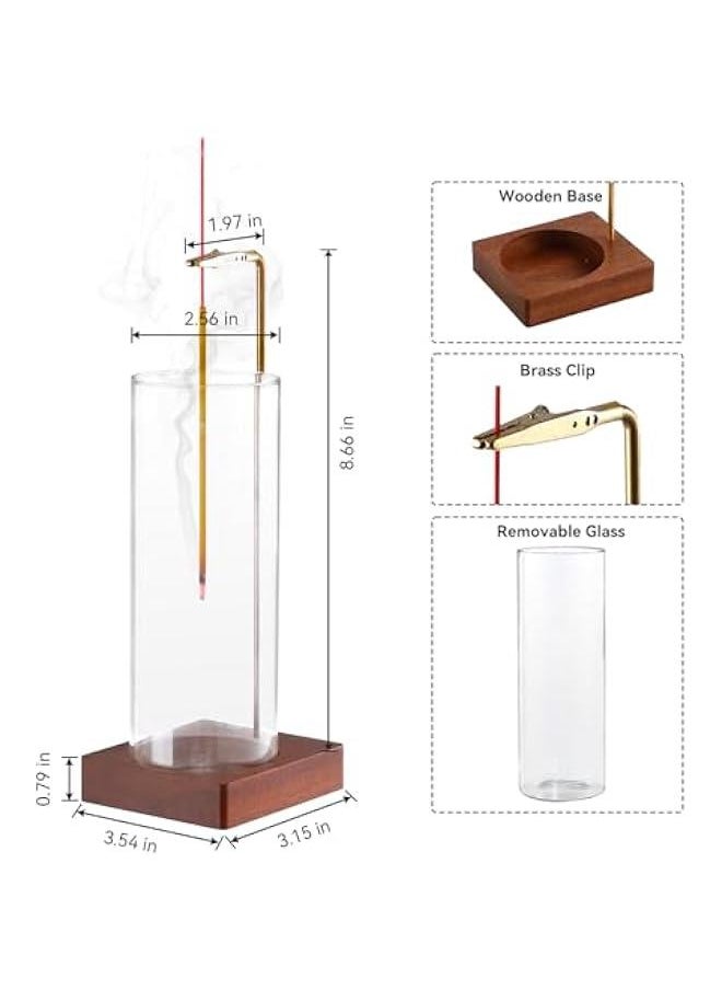 1 Pack Incense Holder for Sticks, Insence-Stick Holder Ash Catcher with Removable Glass 【Anti-Ash Flying】, Mess-Free Incense Burner Holder, Perfect for Meditation Yoga Relaxation, Home Decor
