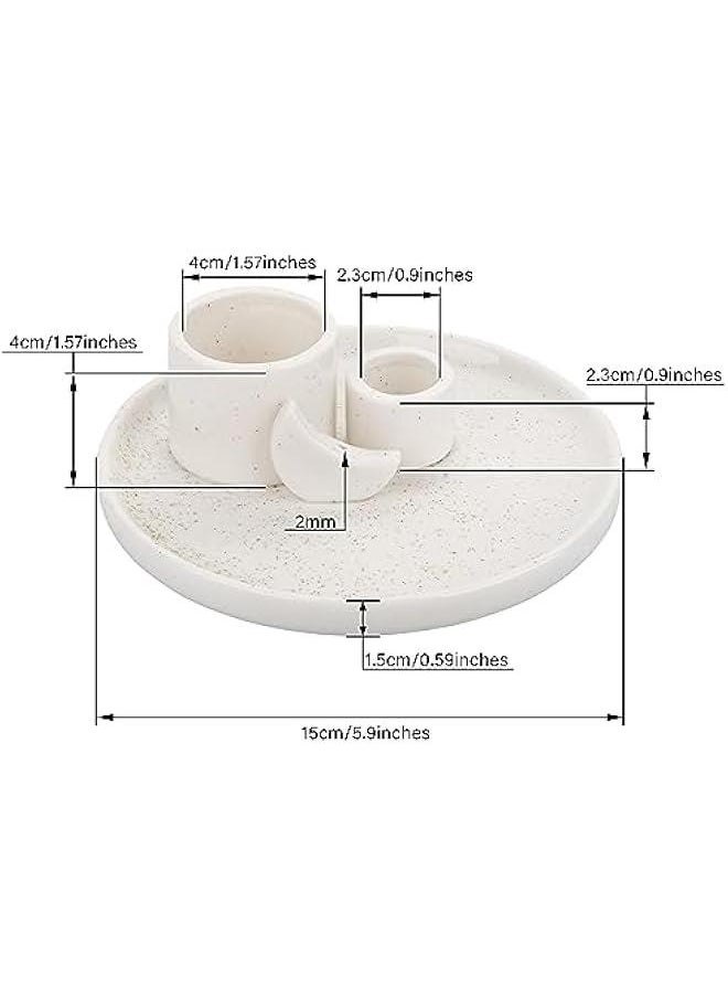 Incense Burner Holder, Palo Santo Holder, Sage Holder for Burning, Incense Holder for Sticks, Candle Holder, Ceramic Ash Catcher Tray for Meditation Yoga Room Home Decor (White)