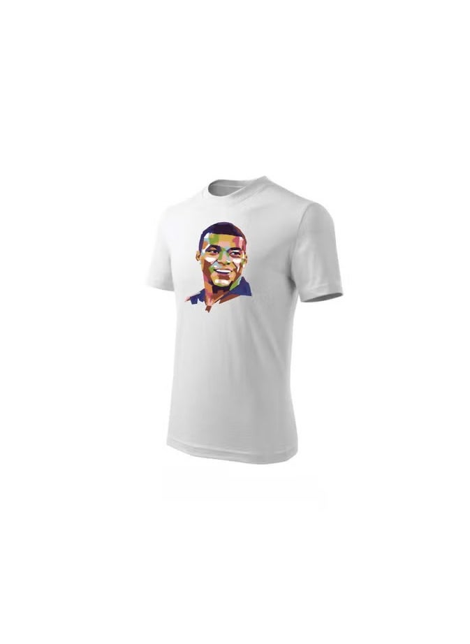France Soccer Printed Round Neck Cotton T-Shirt For Sports Fan Unisex Adults And Kids White