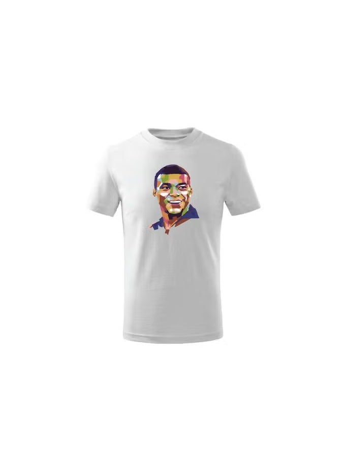 France Soccer Printed Round Neck Cotton T-Shirt For Sports Fan Unisex Adults And Kids White