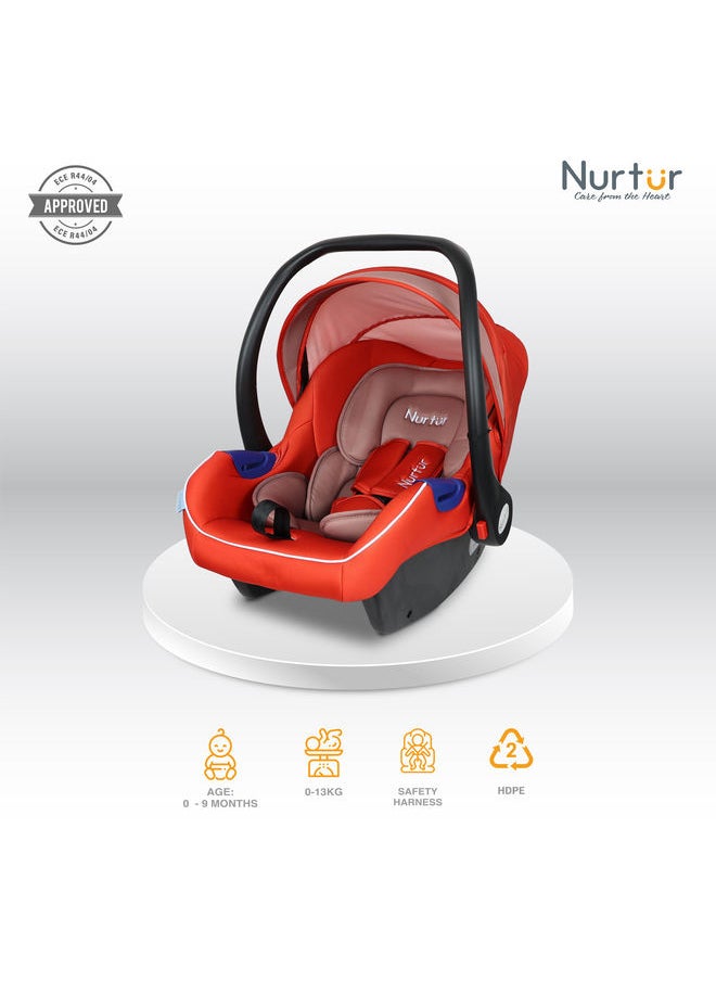 Nemo Baby Carrier Adjustable Canopy and Handle Extra Protection 3 Point Safety Harness Suitable from 0 months to 12 months Upto 13kg Orange Official Product