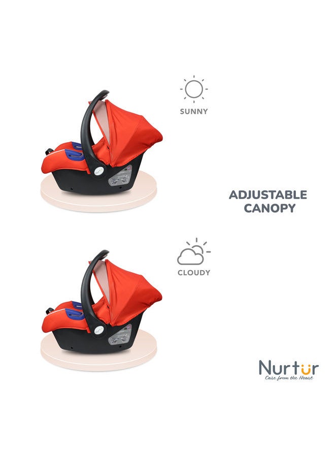 Nemo Baby Carrier Adjustable Canopy and Handle Extra Protection 3 Point Safety Harness Suitable from 0 months to 12 months Upto 13kg Orange Official Product