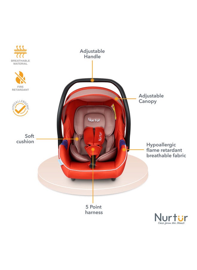 Nemo Baby Carrier Adjustable Canopy and Handle Extra Protection 3 Point Safety Harness Suitable from 0 months to 12 months Upto 13kg Orange Official Product