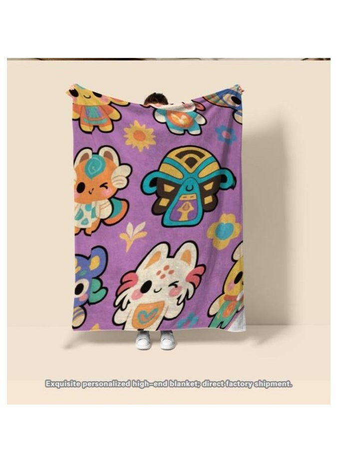 Children's or student cartoon flannel thin blanket (warm and comfortable, suitable for sleep, games) 100cm*150cm - 570