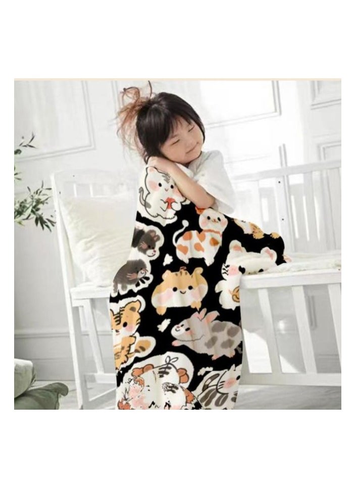 Children's or student cartoon flannel thin blanket (warm and comfortable, suitable for sleep, games) 100cm*150cm