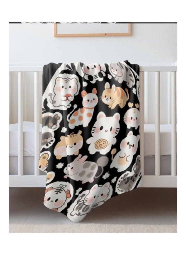 Children's or student cartoon flannel thin blanket (warm and comfortable, suitable for sleep, games) 100cm*150cm