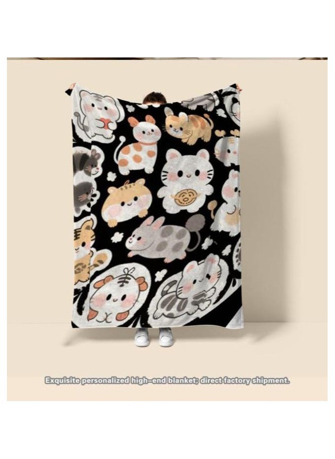 Children's or student cartoon flannel thin blanket (warm and comfortable, suitable for sleep, games) 100cm*150cm