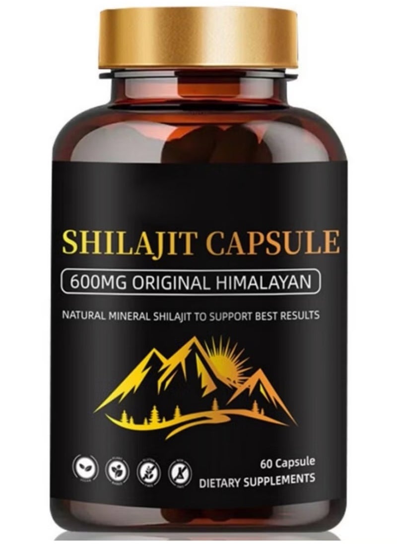 Himalayan Shilajit Capsules (Shilajeet) for Men and Women - 600 mg Equivalent - Natural Energy & Stamina Booster - 60 Veg Capsules  Fulvic Mineral Supplement