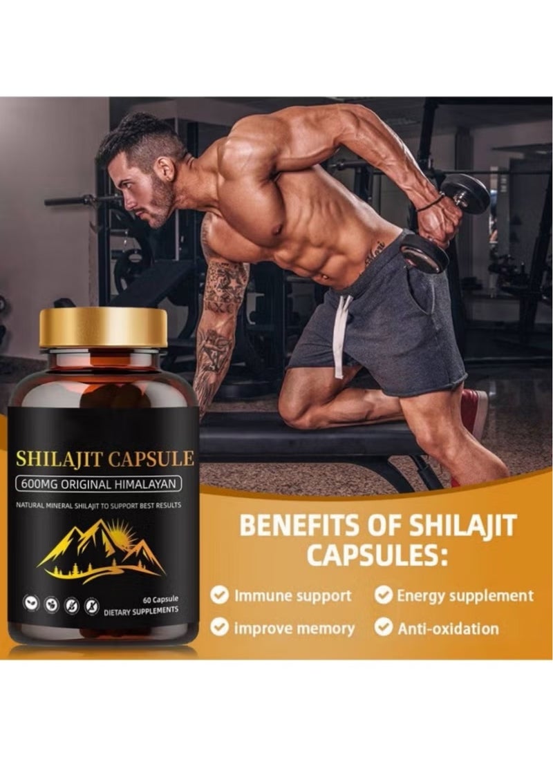 Himalayan Shilajit Capsules (Shilajeet) for Men and Women - 600 mg Equivalent - Natural Energy & Stamina Booster - 60 Veg Capsules  Fulvic Mineral Supplement