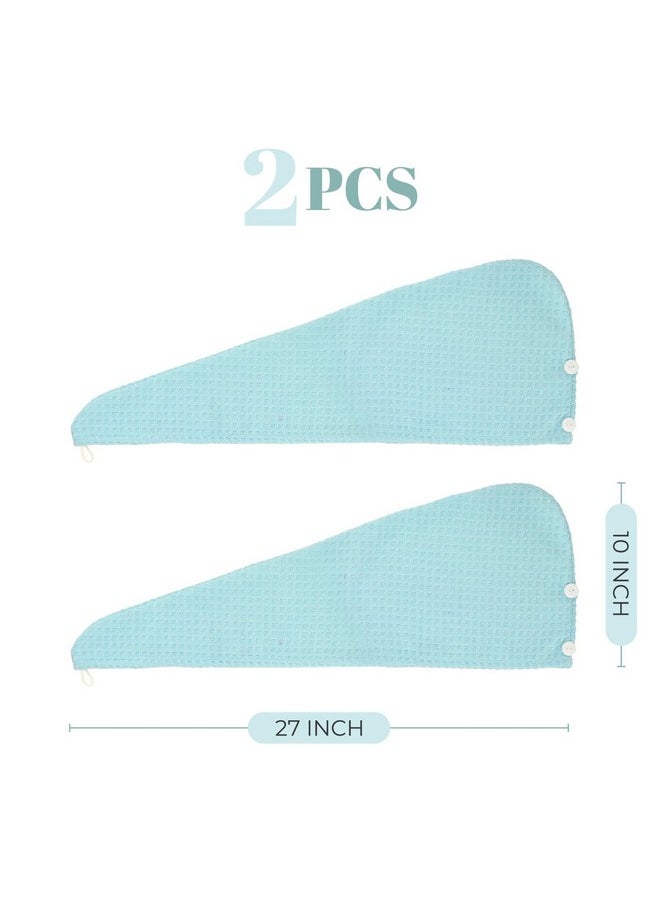 MaopaoBeauty Microfiber Hair Towel 2 Packs Hair Towel Wrap for Women Hair Drying Towel Wrap Hair Accessories for Women Girls(2Packs Green,10.6x27.5inch)