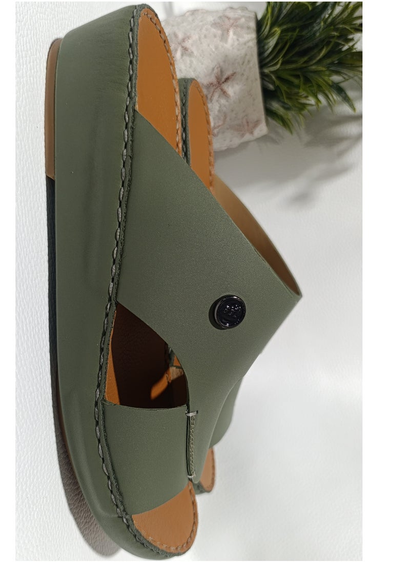 Men's Premium Arabic Leather Sandals – Traditional Handmade Slip-On Slippers