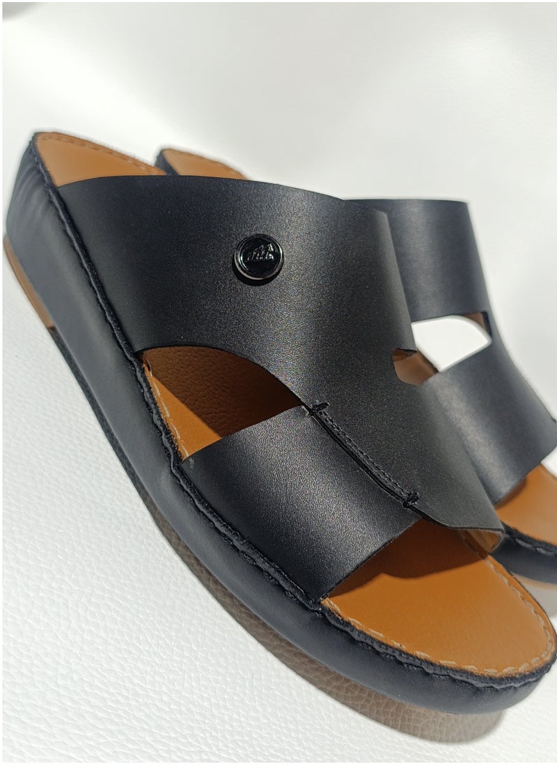 Men's Premium Arabic Leather Sandals – Traditional Handmade Slip-On Slippers