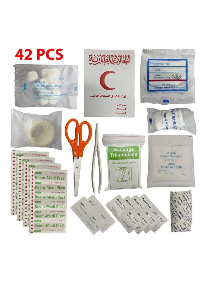 First Aid Kit Set 42-Piece White 21cm