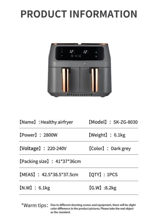 Air fryer, with 6 preset cooking modes, LCD touch screen, and timer/temperature control