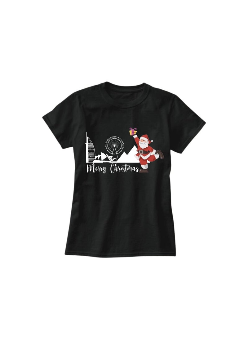 Christmas Santa Tshirt For Women-Adults Celebrations Tshirt–Round Neck And Short Sleeve Cotton Tshirt,Everyday Wear