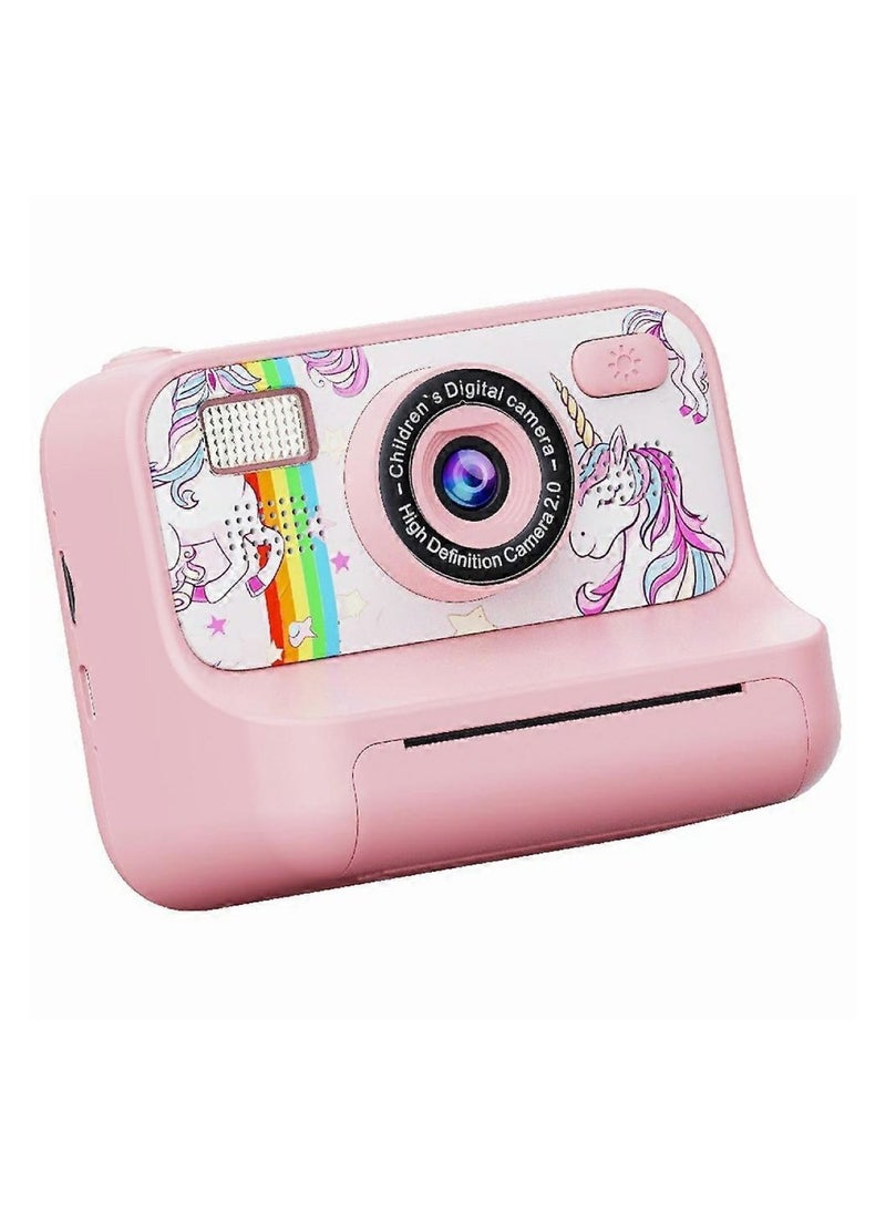 Mini Children 2.4-inch HD Dual Lens Instant Camera Photo Printer pink