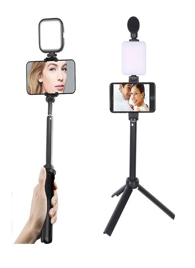 Plokama PK_772 Video Making LED Selfie Light Kit With with Table Tripod Phone Holder Cold Shoe Microphone LED video Light and Remote Shutter Ideal For Vlogging Live Straming and Presentation