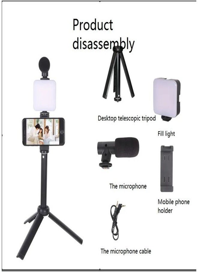 Plokama PK_772 Video Making LED Selfie Light Kit With with Table Tripod Phone Holder Cold Shoe Microphone LED video Light and Remote Shutter Ideal For Vlogging Live Straming and Presentation