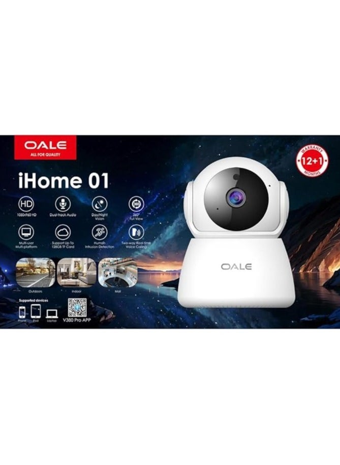 iHome 01 360° Dual-Line Audio Security Camera Supports Night Vision, Motion Detection, Real-Time Voice Calls