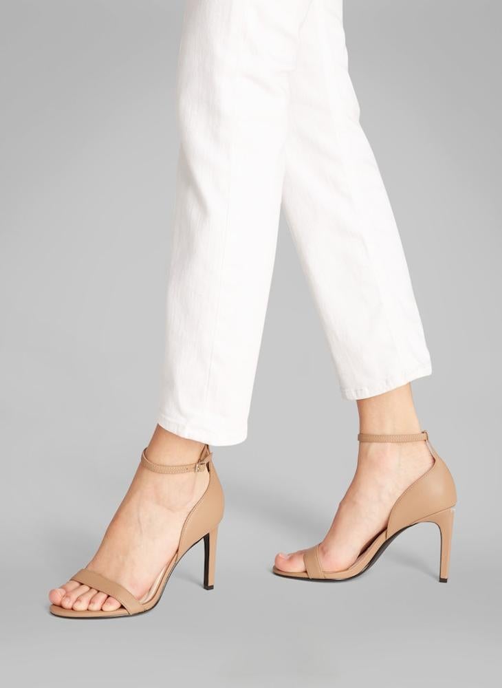 LEATHER HEELED SANDALS - 9 CM