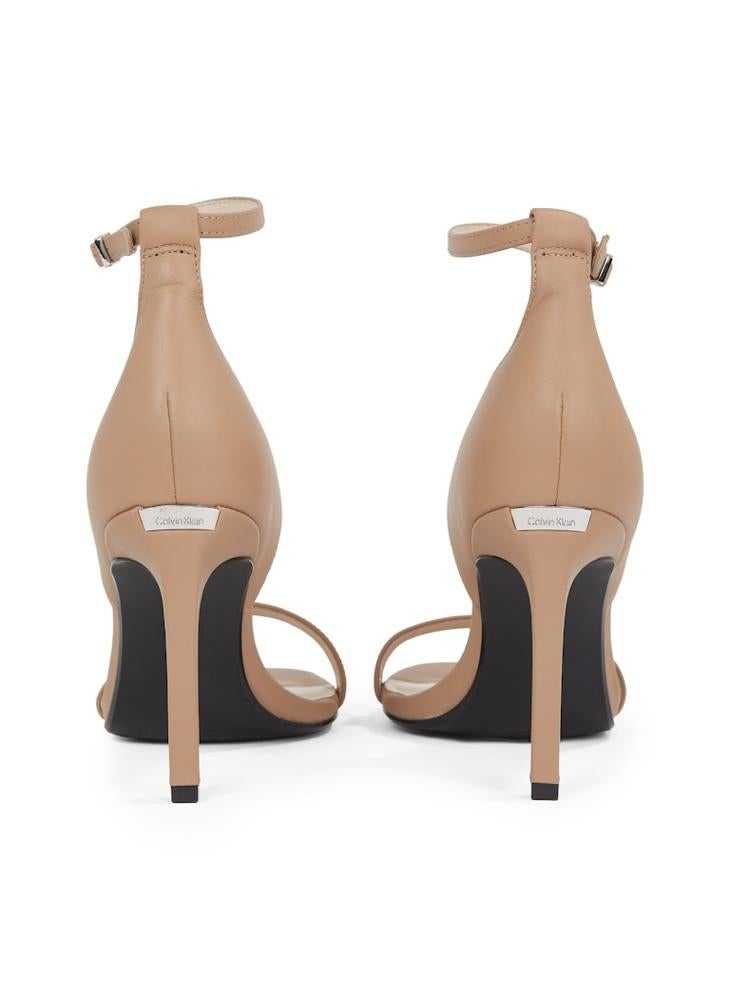 LEATHER HEELED SANDALS - 9 CM