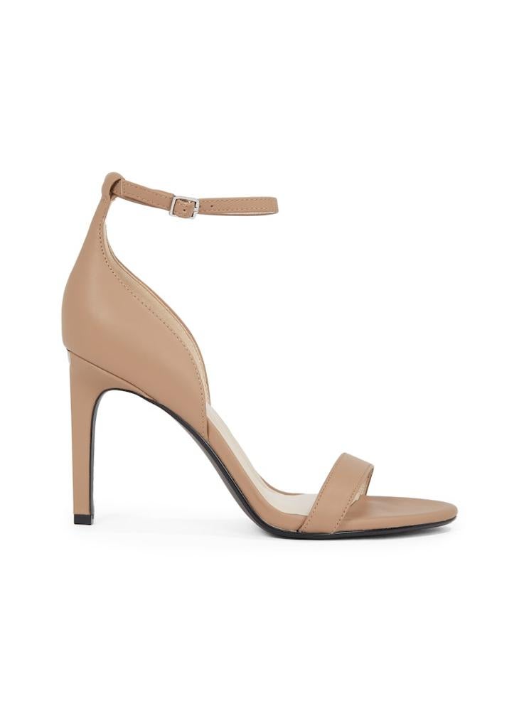 LEATHER HEELED SANDALS - 9 CM