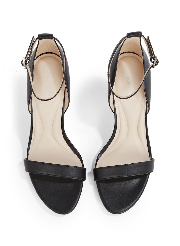 LEATHER HEELED SANDALS - 9 CM