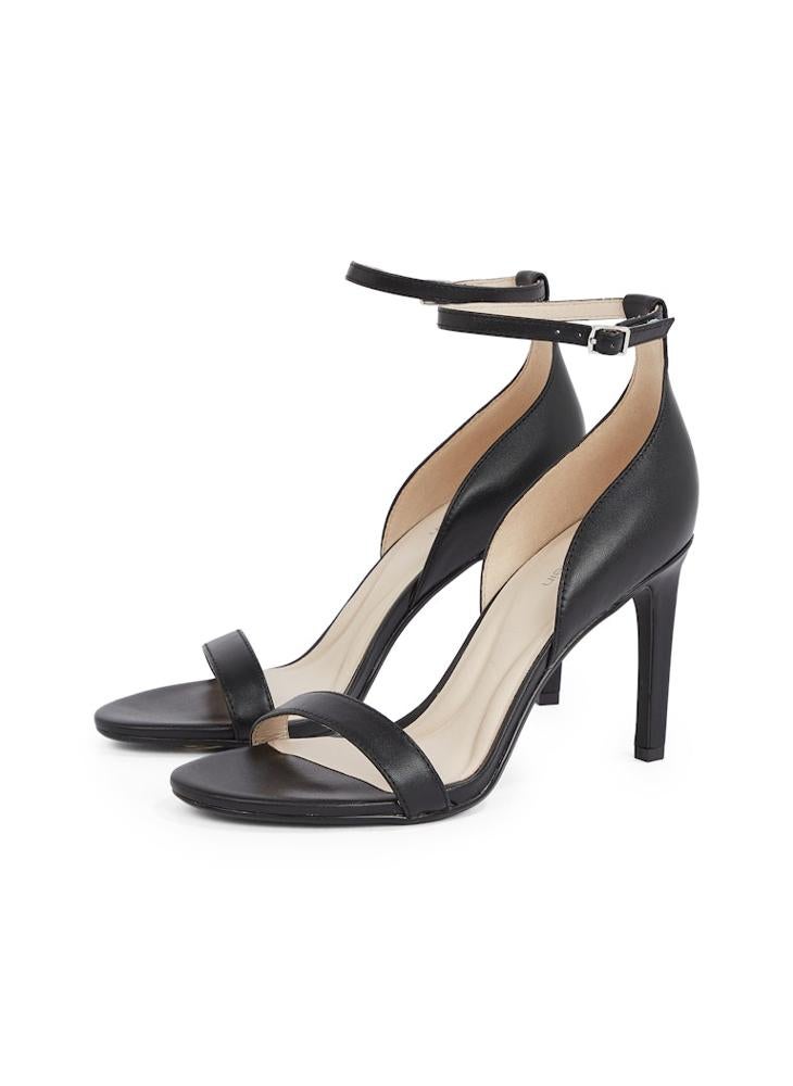 LEATHER HEELED SANDALS - 9 CM