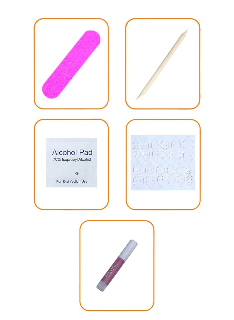 Kunafah 10 PCS Handmade False Nails, Fake Nails, French Tip, White Diamond, Mid-length Press On Nails