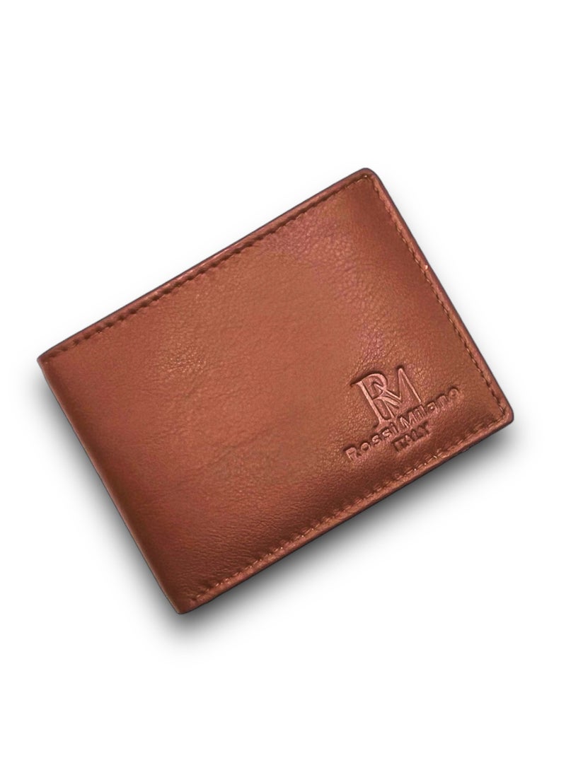 Men's Genuine Leather Brand Logo Wallet, Brown