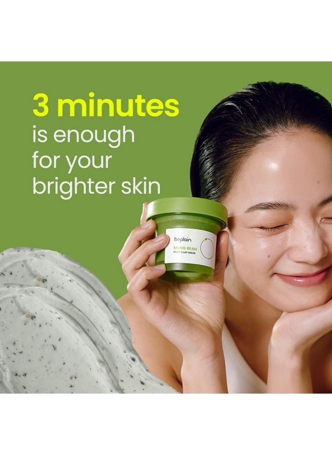 beplain Mung Bean Pore Clay mask (4.05 fl oz /120ml) | Fragrance-Free | Wash Off Mask for Blackhead & Whitehead Care | Quick 3 Minute to Gently Cleanse, Exfoliate and Tighten Pores | Korean Skincare