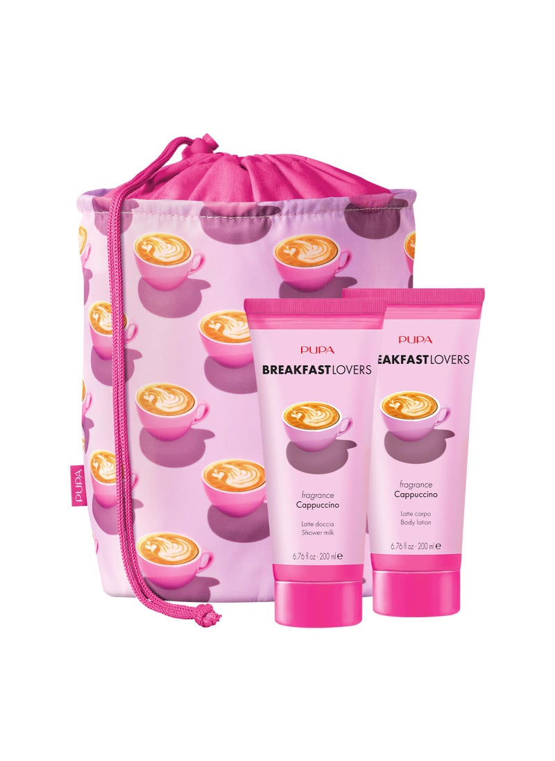 Pupa Milano Breakfast Lovers Set, Cappuccino, 3 Pc - Body Wash and Lotion - Moisturizing Body Lotion - Hydrating Body Wash - Skin Care Gift Set