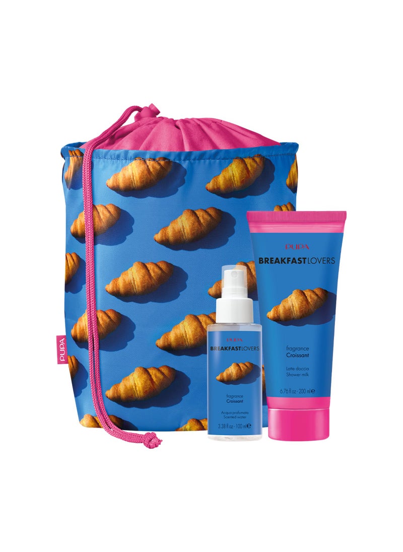 Pupa Milano Breakfast Lovers Set, Croissant, 3 Pc - Shower Milk and Scented Water - Body Wash - Body Mist - Hydrating Body Wash - Skin Care Gift Set