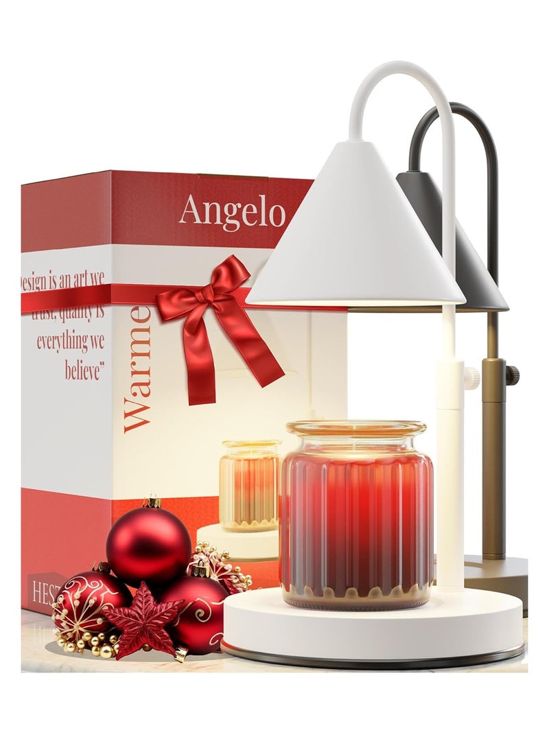 Hestia Angelo Candle Warmer Lamp – TIMER Electric Candle Warmer with Adjustable Height | Stylish Candle Lamp for Jar Candles, Wax Melts, Yankee Candles | Elegant Gift for Mom & Home Decor (WHITE)