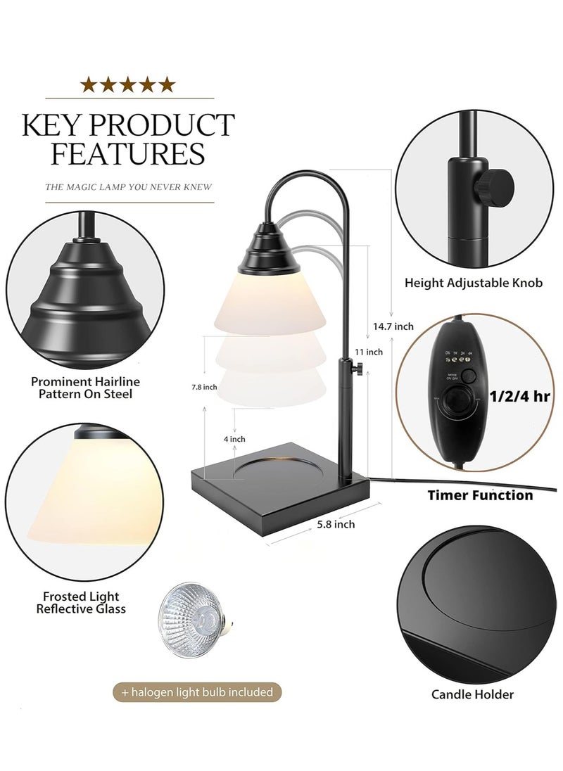 Magic Candle Warmer Lamp by Hestia, Electric Height Adjustable Heater, Stainless Steel Brass Candle Melter, Melts up to 7.5