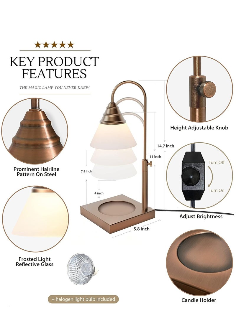 Magic Candle Warmer Lamp by Hestia, Electric Height Adjustable Heater, Stainless Steel Brass Candle Melter, Melts up to 7.5