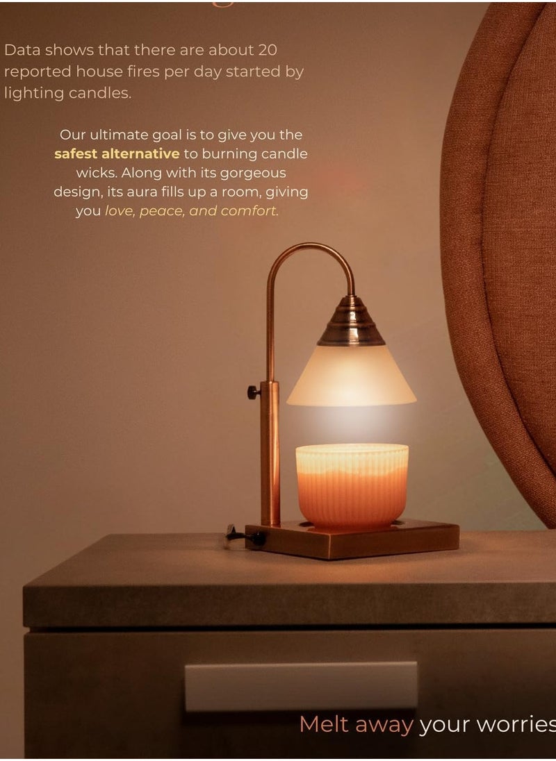 Magic Candle Warmer Lamp by Hestia, Electric Height Adjustable Heater, Stainless Steel Brass Candle Melter, Melts up to 7.5